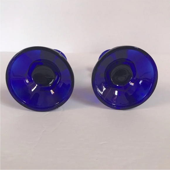 Vintage Cobalt Blue Glass Candle Stick Holders Set 
Decor MCM - Picture 7 of 7